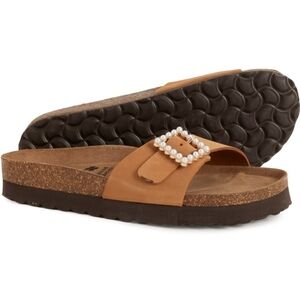 BIO GREEN Made in Spain Big Tonal Pearl Buckle Slide Sandals - Suede (For Women)
